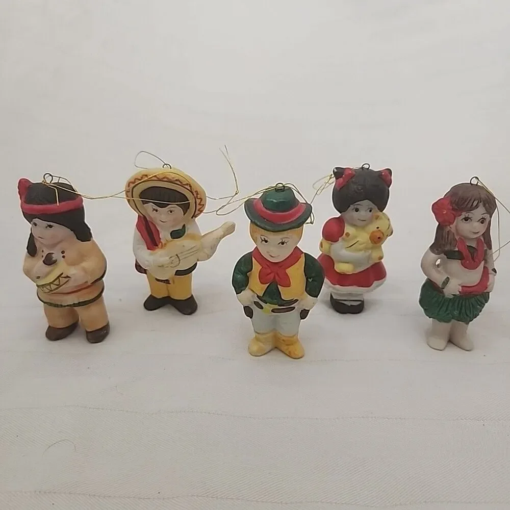Vintage All American Kids Ornaments Set of 5 in Original Box 1986 New No Chips